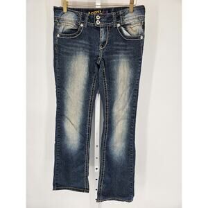 Angles Jeans Womens Blue Blended Fiber Straight Leg Designed Pocket Jeans Size 9